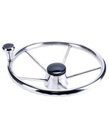 5-Spoke 13-1/2 Inch Destroyer Style Stainless Boat Steering Wheel With B... - £86.28 GBP