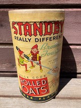 Rare Standby Brownie Toasted Rolled Oats Oatmeal Cereal Canister Fine Foods Wa - £155.21 GBP