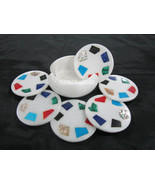 Marble White Coffee Coaster Fine Gemstone Inlay Marquetry Art Home Casin... - £136.29 GBP