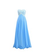 Kivary Women's White Lace Long Crystals Evening Prom Dresses Sky Blue US 10 - $128.69