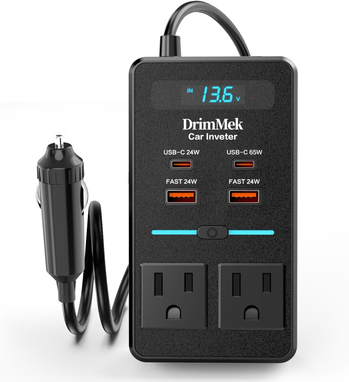 300W Car Power Inverter - Dual Dc To Ac Plug Adapter Outlets, 65W Usb-C,... - $37.95