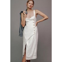 NWT By Anthropologie Sleeveless Square-Neck Linen Button Wrap Midi Dress... - $88.20