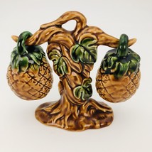 Vintage Pineapple Salt and Pepper Shakers Hanging from 4.25&quot; Tree Norleans Japan - £11.79 GBP