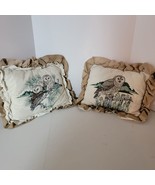 Owl Decorative Pillows Set of 2 Country Cottage Style Throw Pillows 10&quot; ... - £13.73 GBP