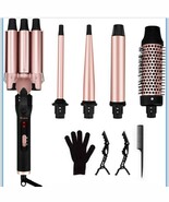 5 in 1 Curling Wand Set with 3 Barrel Hair Crimper Rose Gold NEW OPEN BOX - $41.69 CAD