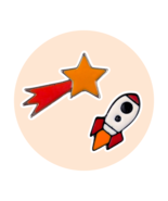 Space Science Enamel Tiny Pins: Shooting Star and Rocket Ship - €21,35 EUR