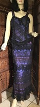 Vintage 1980&#39;s Lorrie Kabala Black Lace Corset &amp; Skirt with Blue/Fuschia Lining - £94.00 GBP