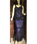 Vintage 1980&#39;s Lorrie Kabala Black Lace Corset &amp; Skirt with Blue/Fuschia... - £92.62 GBP