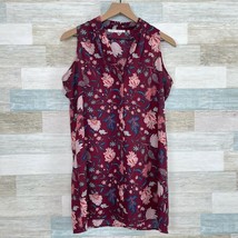 Violet + Claire Floral Sleeveless Longline Blouse Burgundy Red Womens Me... - £14.85 GBP