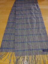 Club Room 100% Cashmere Gray Plaid Men&#39;s Rectangular Scarf W/FRINGE-WORN Once - £11.24 GBP