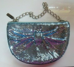 Vintage Whiting &amp; Davis Blue Mesh Zippered Bag W/Silver tone Chain Handle - $151.47