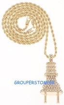 The Plug New Small Rhinestone Pendant with 24 Inch Long 2mm Wide Rope Chain  - £11.92 GBP