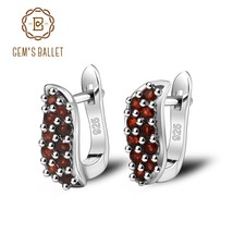 Natural Garnet 925 Sterling Silver Earrings For Women Party Dating Romantic Pome - £40.57 GBP
