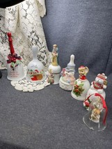 Mixed Lot of 7 Decorative Vintage Christmas Dinner Bell&#39;s Porcelain &amp; Bisque - £11.68 GBP