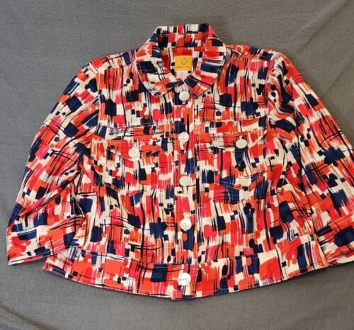 Red White &amp; Blue Jacket Vtg American Flag Patriotic Patriot Sz 10 Ruby R... - $19.95