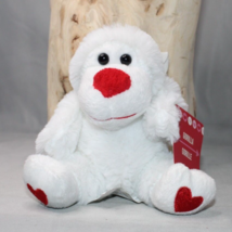 Valentine&#39;s Day Gorilla Plush 5.5&quot; White with Red Hearts on Feet Small Soft - £3.03 GBP
