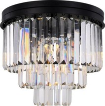 Flush-Mount Ceiling Light SYDNEY Traditional Antique Crystal Matte Black Wire - £838.52 GBP