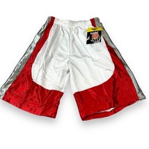 NWT VTG Basketball Shorts Sz M Red White Athletic Jogging Swimming Trunks Y2K - £6.67 GBP