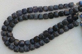 8 inch long strand faceted iolite gemstone cube beads, 5 mm -- 6 mm,, natural be - £25.07 GBP