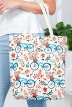 Bicycle Floral Canvas Tote Bag Shopper Beach Gym Large Handbag Big Purse... - £13.32 GBP