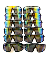 WHOLESALE DOZEN 12 PCS LOT OVERSIZED FUTURISTIC SHIELD WRAP AROUND SUNGL... - $396.91 MXN