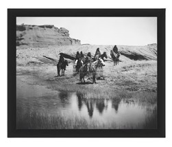 Navajo Native Americans On Horseback By Edward S. Curtis 8X10 Framed Photo - £15.92 GBP