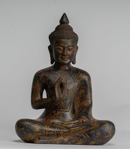 Khmer . Antico Stile Cambodia Seduta Legno Statua Di Buddha Insegnamento Mudra - $266.24