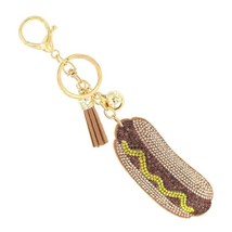 Bling Crystal Hot Dog Tassel Keychain Bag Charm - $13.86
