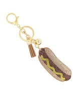 Bling Crystal Hot Dog Tassel Keychain Bag Charm - $18.82 CAD