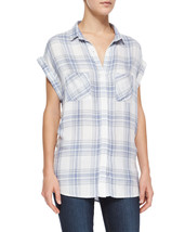 RAILS Womens Shirt Britt Short Sleeve Melange White Blue Size S RW55725 - £31.01 GBP