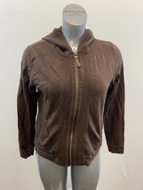 Charter Club Women&#39;s Hoodie Full Zip Size Medium Brown Long Sleeve Cotto... - $7.92