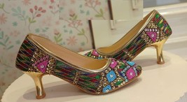 Womens Pencil heel fashion mules US Size 5-11 beeds embellished Party wear - £39.85 GBP