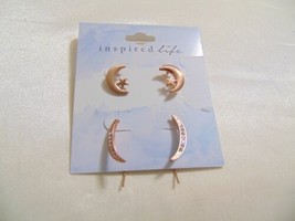 Inspired Life Rose Gold Tone Pave Crystal Stud &amp; Short Threader Earrings E687 - £6.96 GBP