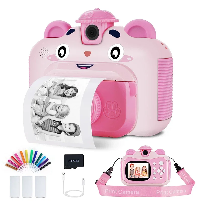 Instant Print Camera with Thermal Paper Kids Printer Digital Photo Camera Girl - £18.28 GBP+