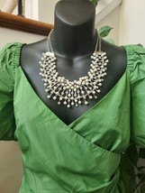 Cinq A Sept Green Megan Puff Sleeve Midi Dress Size 10 - £196.65 GBP