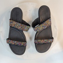 Skechers Womens Sparkle Bumblers Sandals 8 Black Bright Start Luxe Foam ... - $30.60