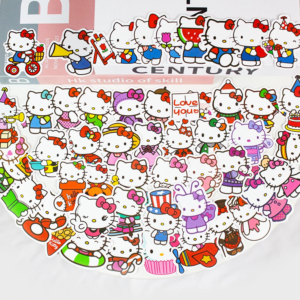 Game Fun Play Toys 10/30/50Pcs Sanrio Hello Kitty Stickers Anime Cartoon Sticker - £23.09 GBP