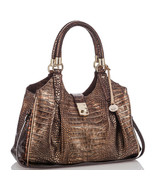 NEW BRAHMIN BROWN GOLD LARGE LEATHER HOBO HANDBAG SATCHEL - $499.99