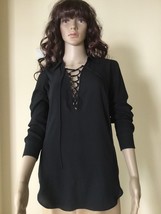 INC International Concepts Black Top Blouse Cardigan Jacket Roll Sleeves 2 - $14.03