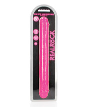 Shots Realrock 15&quot; Double Dong Glow In The Dark - Neon Pink - £34.04 GBP