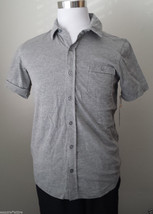 Seven 7 men size S short sleeve front button shirt NWT gray 80% cotton - $38.75