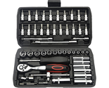  53-Pcs. 1/4&quot; Ratcheting Socket Wrench Set Ideal for Automotive and Home... - £25.21 GBP