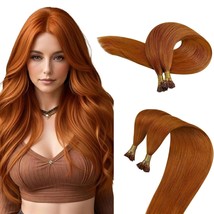 Light Copper Itips Hair Extension Real Human Hair 50S Pre Bonded I Tip Colorful  - $66.99