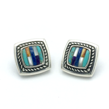 CAROLYN POLLACK Relios multi-stone inlay stud earrings - sterling turquoise - $50.00