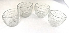 4 Vtg Christmas Candle Holder Indonesia Clear Pressed Molded Glass Cup Reindeer - $4.75