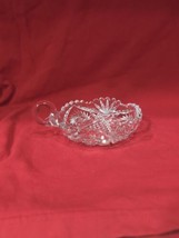 Vintage Heavy Cut Crystal 5&quot; Relish/Pickle/Candy Dish Saw Tooth Finger Handle - $11.88