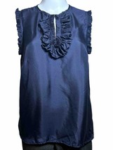 J Crew Blouse Top Womens Size 6 Small Blue 100% Silk Blouse Top Layering... - $19.34