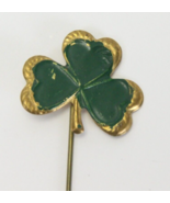 Lucky 3 Leaf Clover Antique Pin Stick 1900s Green Gold Unique Rare St. P... - €22,86 EUR