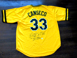 JOSE CANSECO # 33 WSC OAKLAND A&#39;S YANKEES FULL STAT SIGNED AUTO JERSEY B... - £194.75 GBP