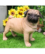 Ebros Large Realistic Fawn Pug Dog Statue 12&quot;L Fine Pedigree Dog Breed P... - £70.81 GBP